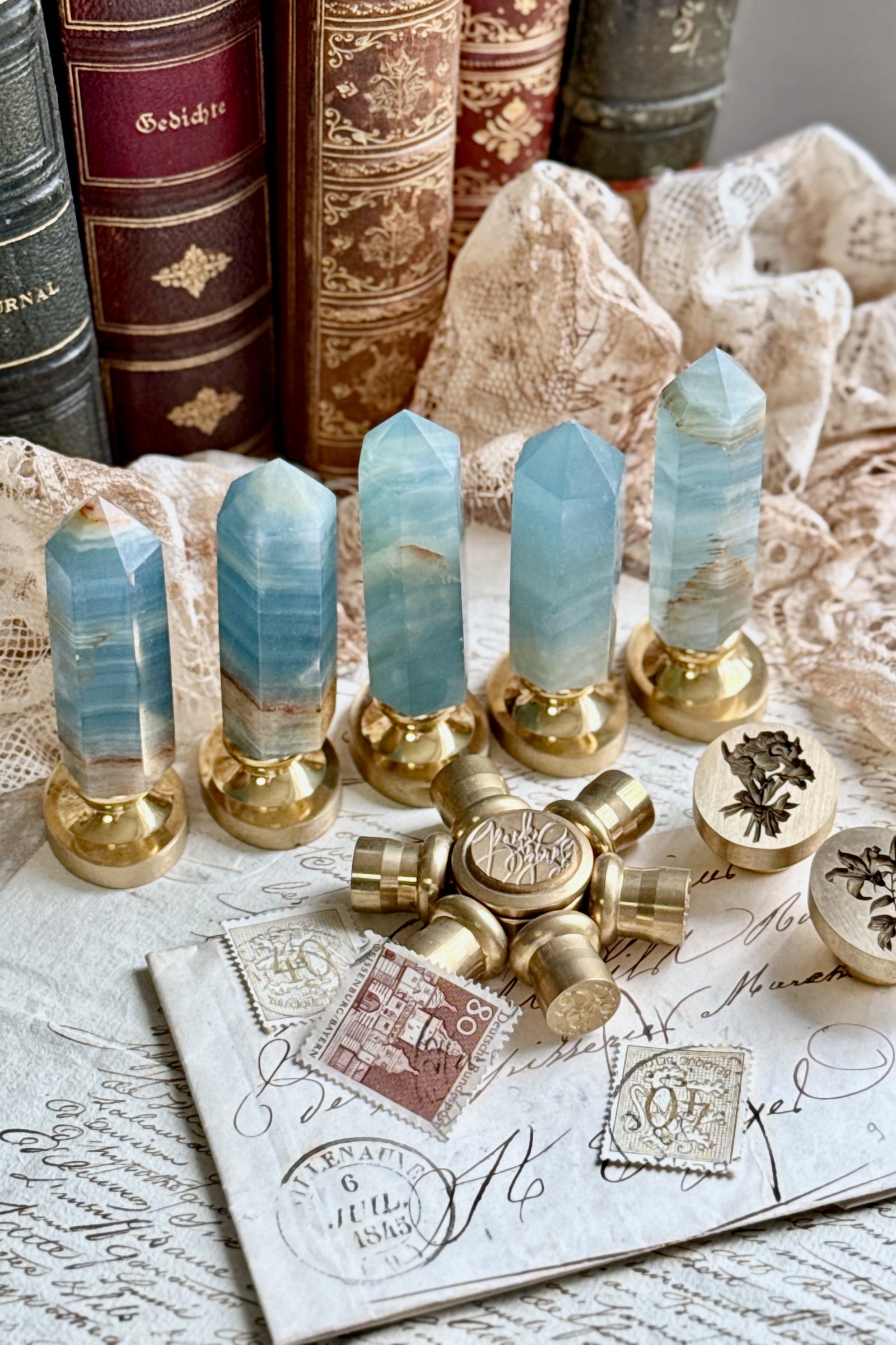 OOAK Blue Onyx Point Tower Wax Seal Handle