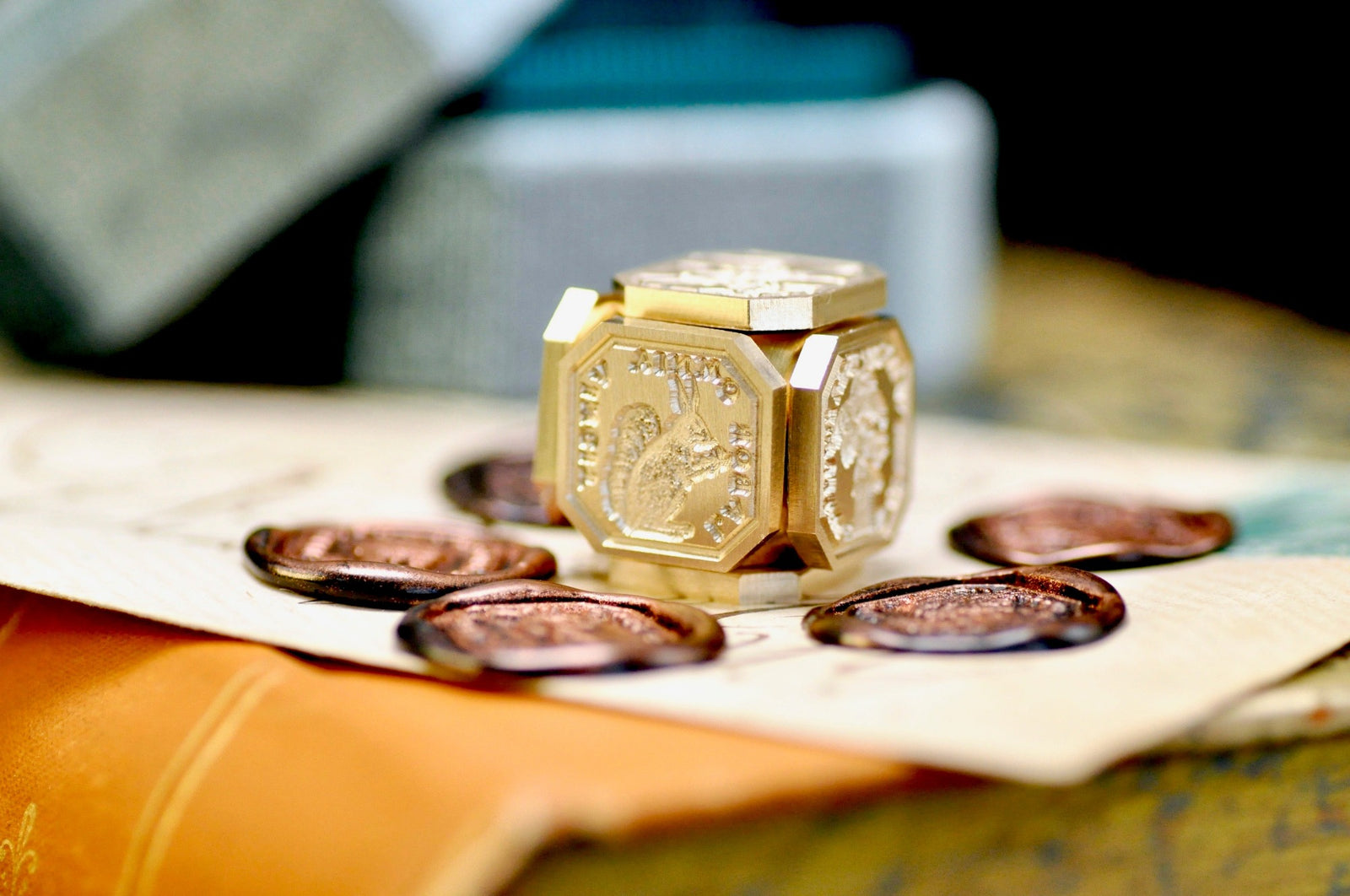 Build Your Own Latin Motto Octagon Cube Wax Seal | Brass - Backtozero B20 - antique, antique inspired, bespoke, brass, cube, Custom, customlatincube, latin, latin motto, Message, motto, newarrivals, octagon, Retro