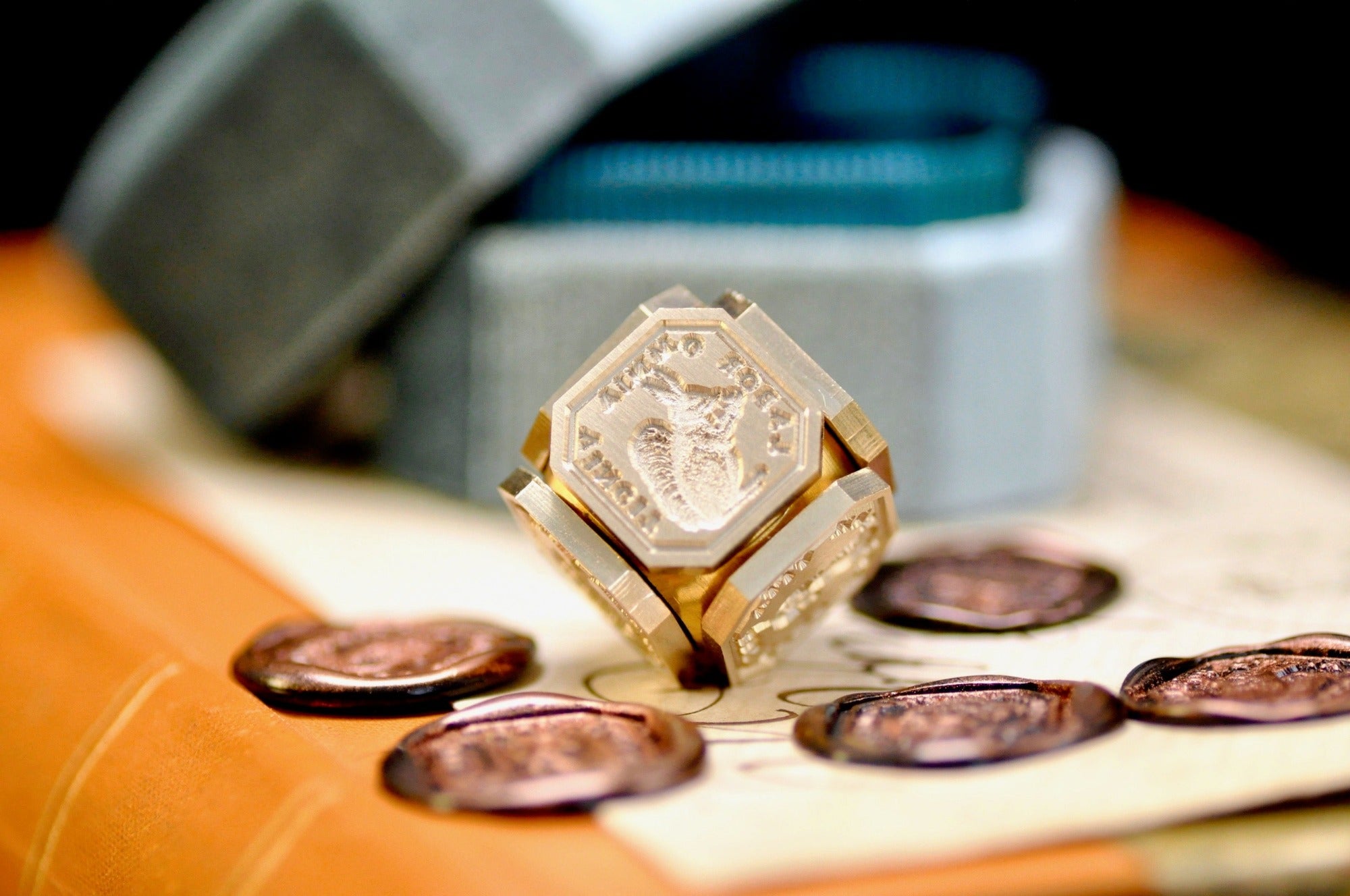 Build Your Own Latin Motto Octagon Cube Wax Seal | Brass - Backtozero B20 - antique, antique inspired, bespoke, brass, cube, Custom, customlatincube, latin, latin motto, Message, motto, newarrivals, octagon, Retro