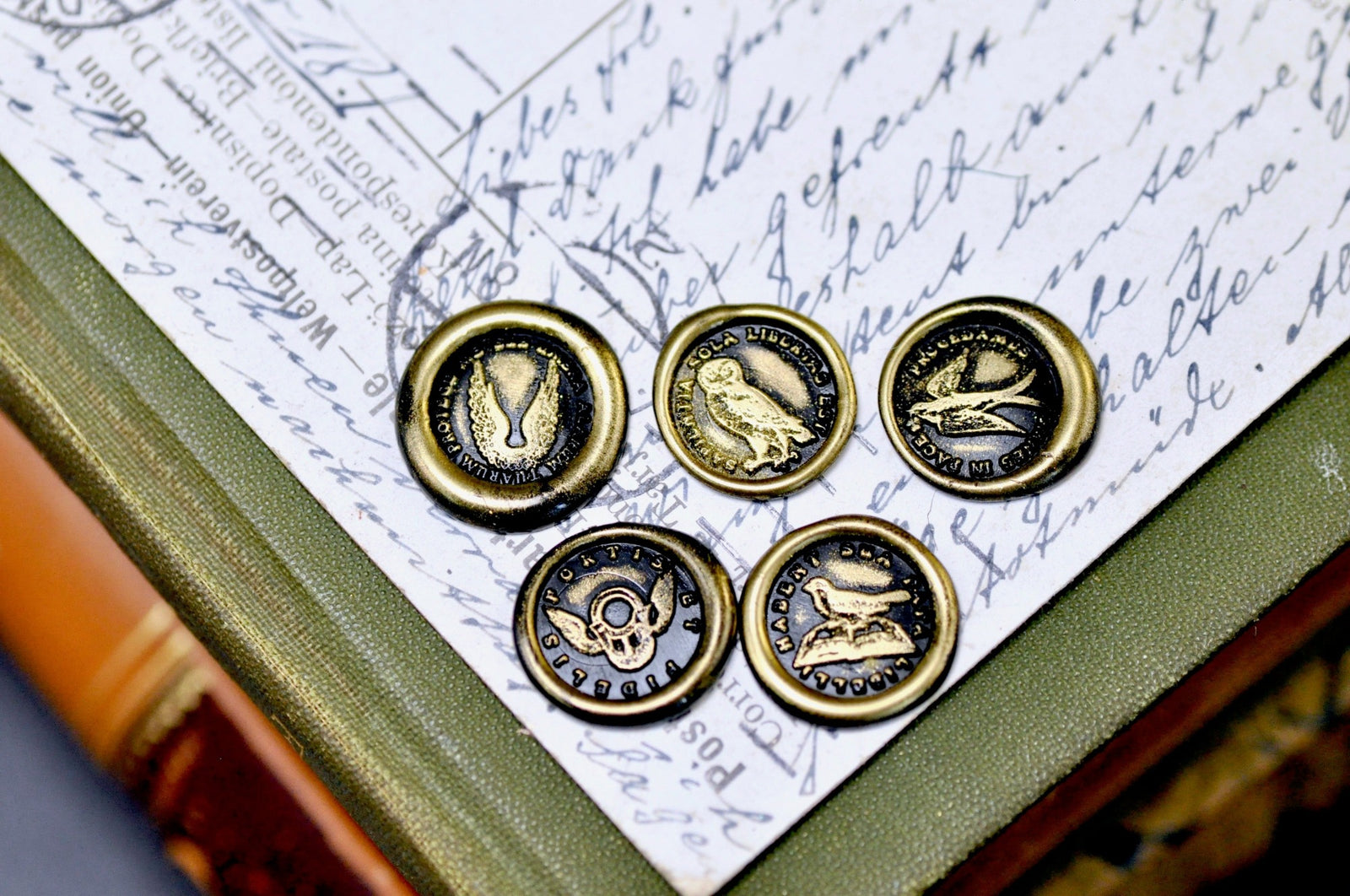 OOAK Latin Motto Cube Wax Seal | Indian Agate | Knowledge is Power - Backtozero B20 - antique, antique inspired, Bird, book, cube, knowledge, latin, latin motto, lock, loyalty, Message, motto, natural stone, newarrivals, owl, positive, positivity, Retro, secure, stone, swallow, wings, wisdom