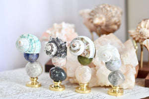 OOAK Crystal Stone Seashell Wax Seal Handle