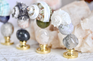 OOAK Crystal Stone Seashell Wax Seal Handle