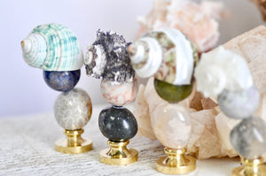 OOAK Crystal Stone Seashell Wax Seal Handle