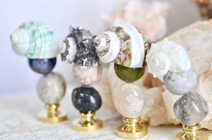 OOAK Crystal Stone Seashell Wax Seal Handle