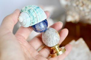 OOAK Crystal Stone Seashell Wax Seal Handle