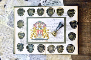 Heraldic Pattern Shield Wax Seal Stamp | Dots - Backtozero B20 - Heraldic, heraldry, pattern, shield, Signature, signaturehandle