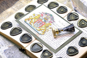 Heraldic Pattern Shield Wax Seal Stamp | Fleur de Lis S - Backtozero B20 - Heraldic, heraldry, pattern, shield, Signature, signaturehandle