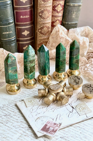 OOAK Emerald Obelisk Point Tower Wax Seal Handle