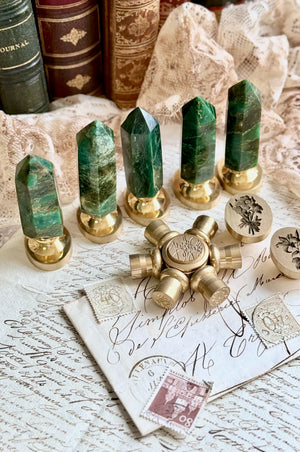 OOAK Emerald Obelisk Point Tower Wax Seal Handle