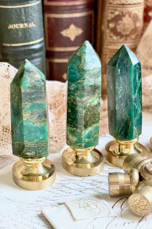 OOAK Emerald Obelisk Point Tower Wax Seal Handle