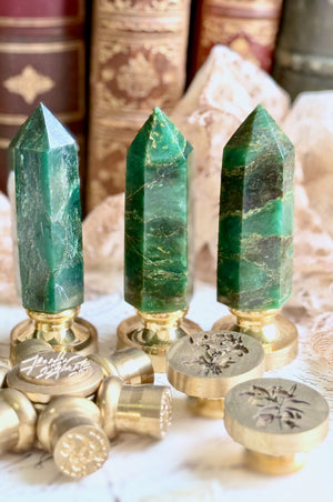 OOAK Emerald Obelisk Point Tower Wax Seal Handle