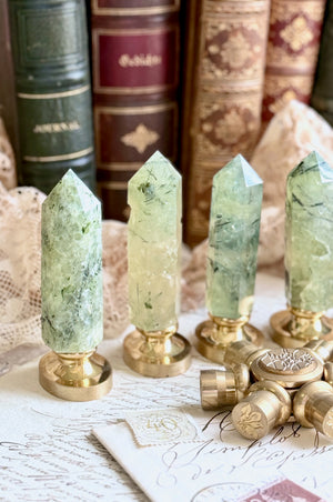 OOAK Prehnite Point Tower Wax Seal Handle