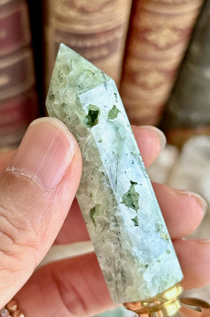 OOAK Prehnite Point Tower Wax Seal Handle