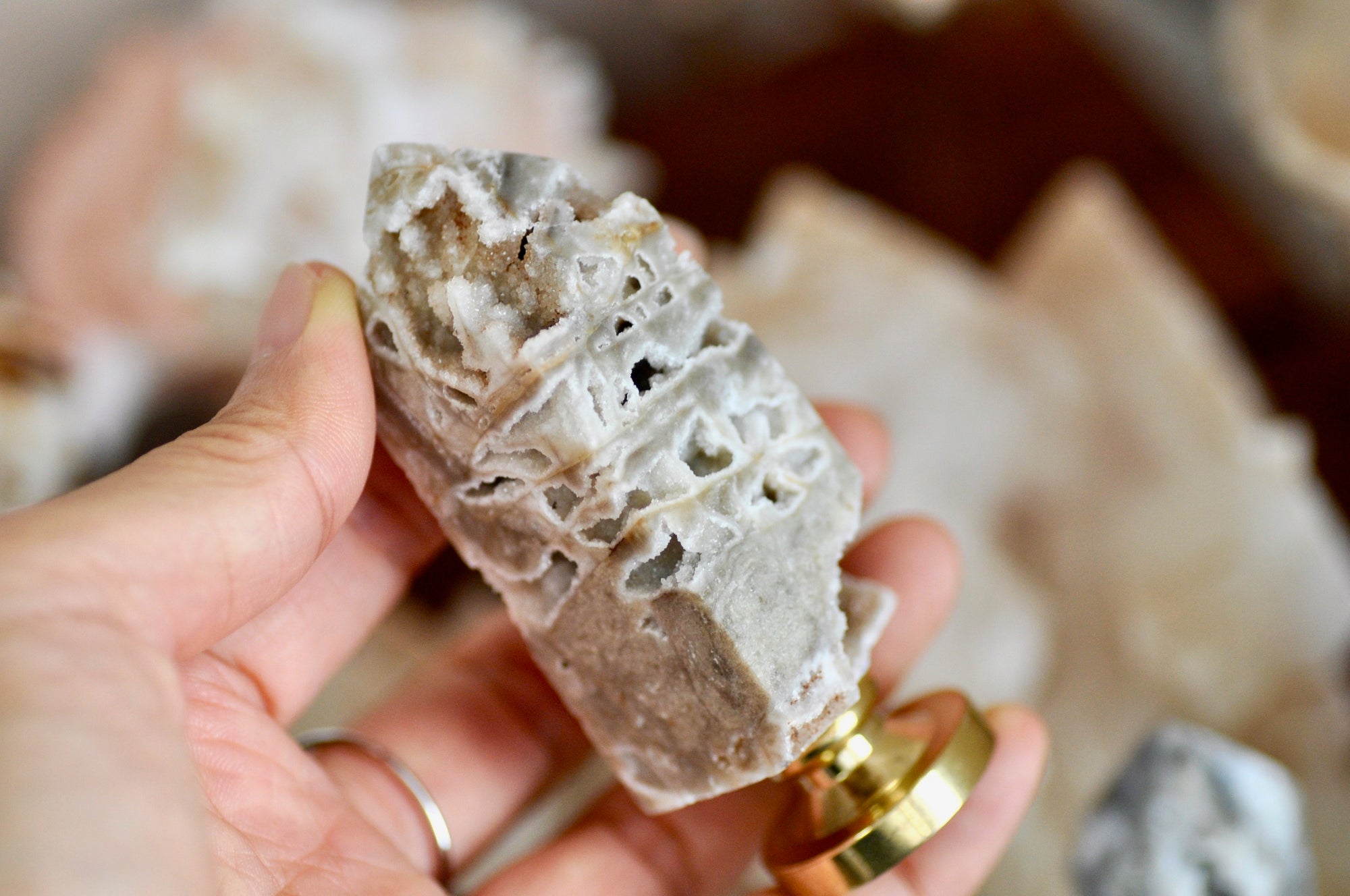 OOAK White Sphalerite Druzy Point Tower Wax Seal Handle