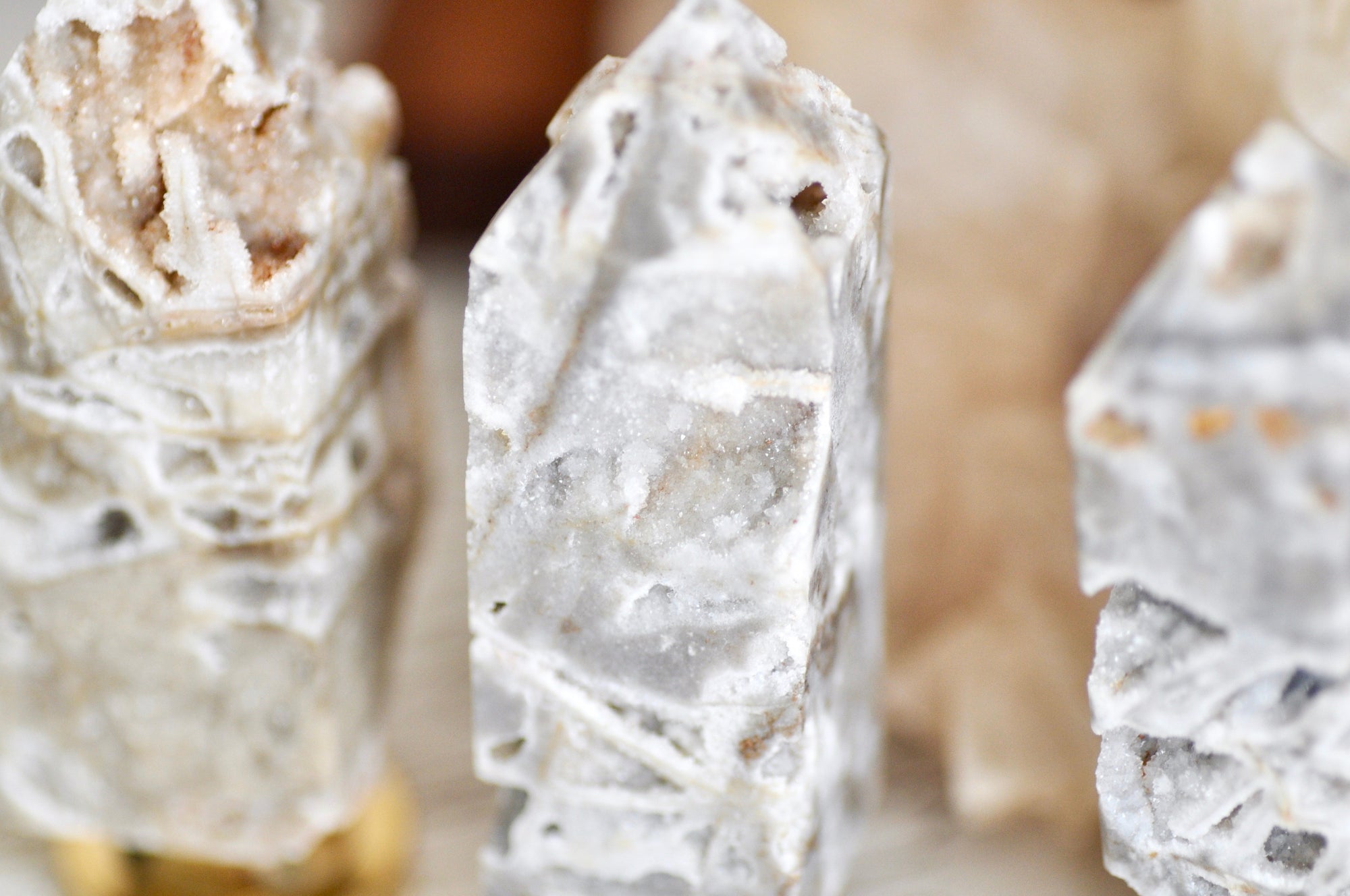 OOAK White Sphalerite Druzy Point Tower Wax Seal Handle