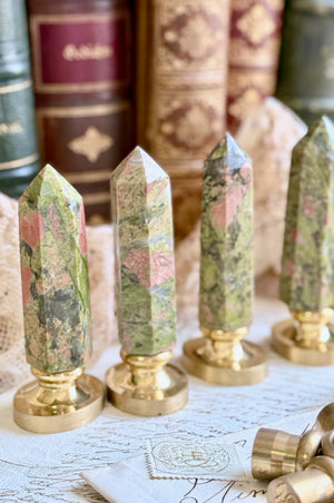 OOAK Unakite Point Tower Wax Seal Handle