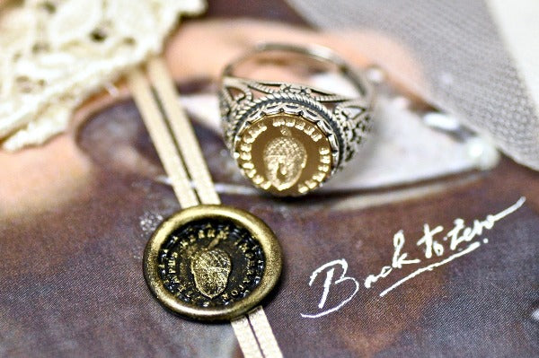 Signet Ring Monogram with Initials, Silver 925 and Enamel
