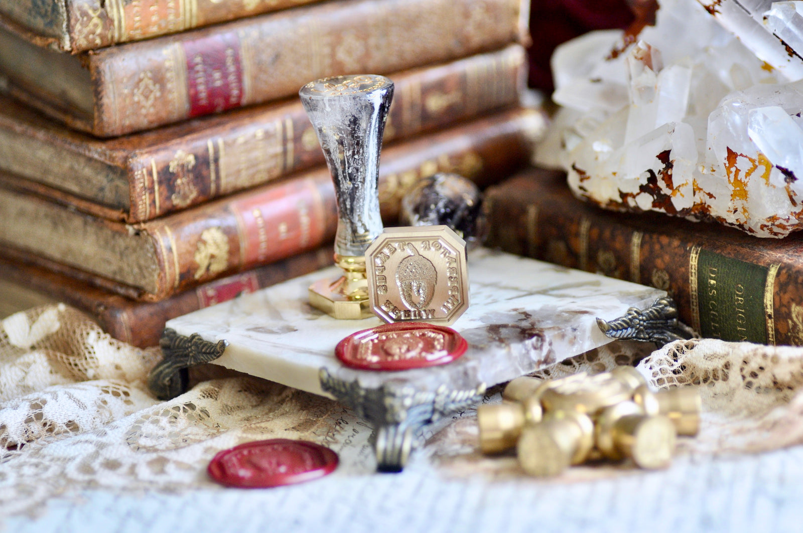 Acorn Latin Motto Wax Seal Stamp | Patience | O