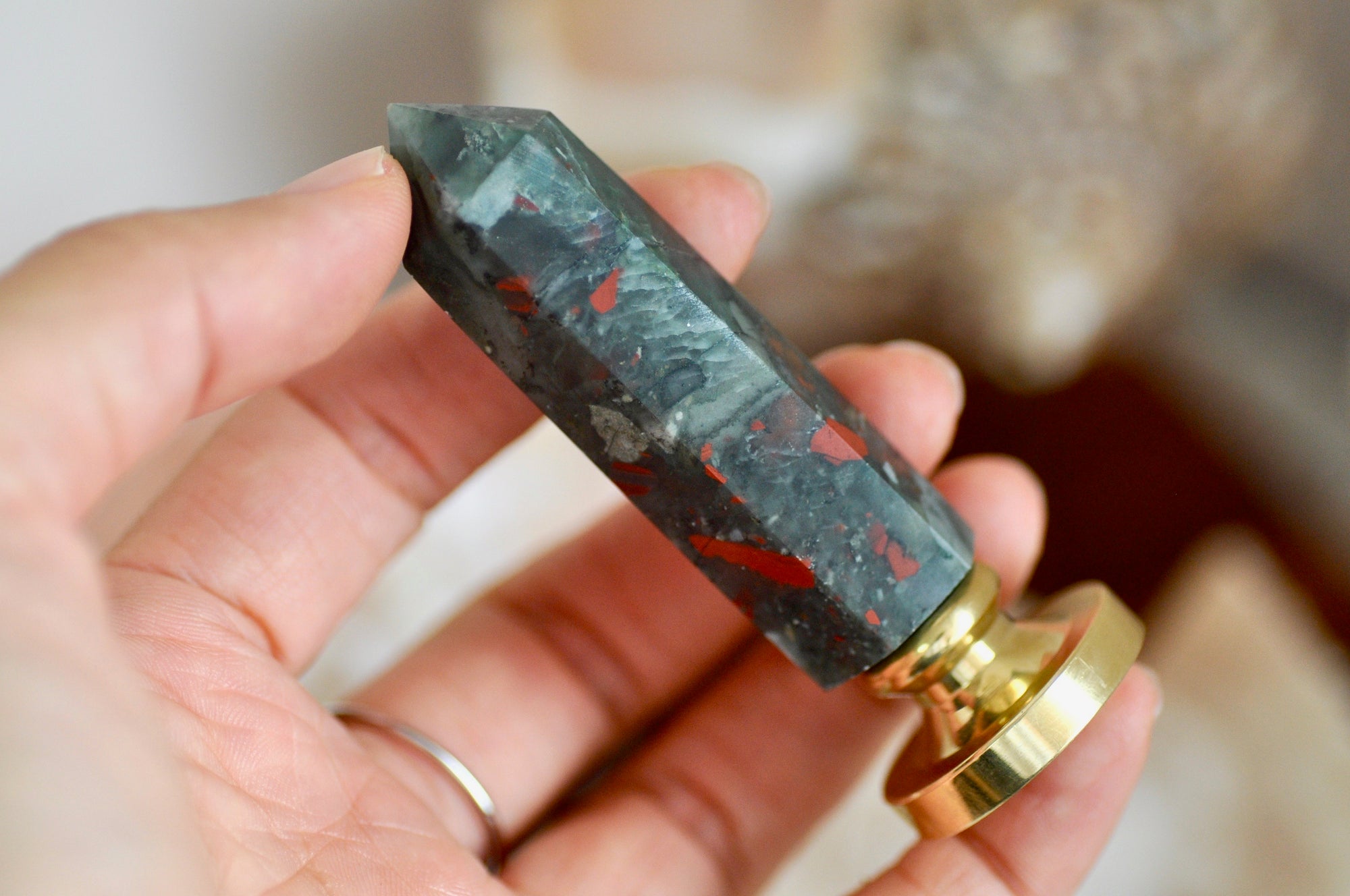 OOAK African Bloodstone Point Tower Wax Seal Handle