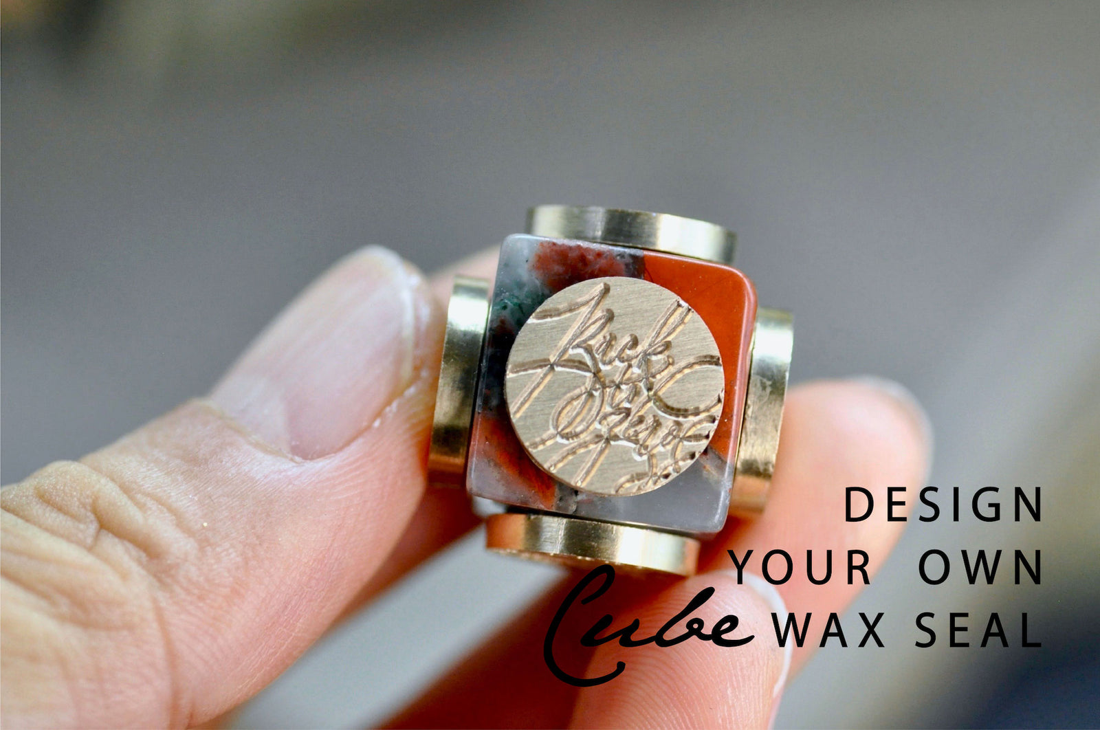 OOAK Design Your Own Cube Wax Seal | African Bloodstone - Backtozero B20 - antique, antique inspired, bespoke, cube, Custom, customcube, Design Your Own, natural stone, newarrivals, Retro, stone