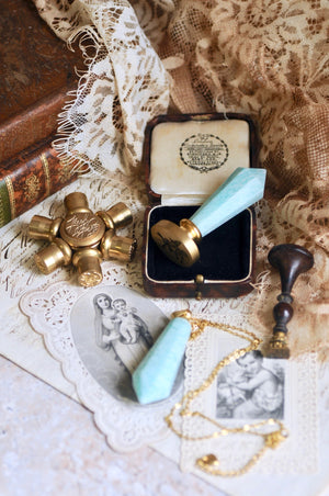 OOAK Amazonite Dual-Purpose Wax Seal Handle Pendant Necklace