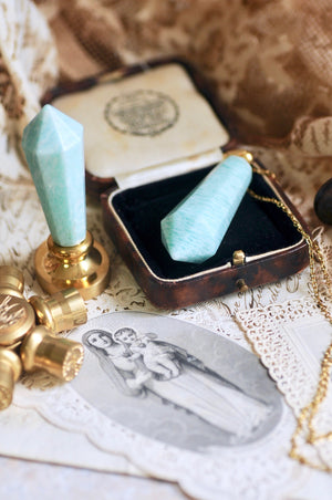 OOAK Amazonite Dual-Purpose Wax Seal Handle Pendant Necklace