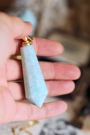 OOAK Amazonite Dual-Purpose Wax Seal Handle Pendant Necklace