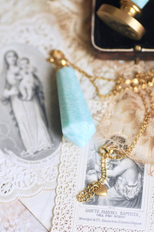 OOAK Amazonite Dual-Purpose Wax Seal Handle Pendant Necklace