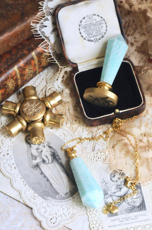OOAK Amazonite Dual-Purpose Wax Seal Handle Pendant Necklace