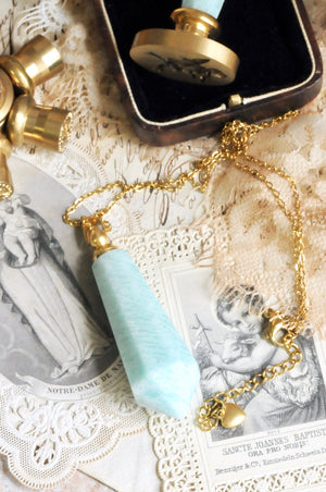 OOAK Amazonite Dual-Purpose Wax Seal Handle Pendant Necklace