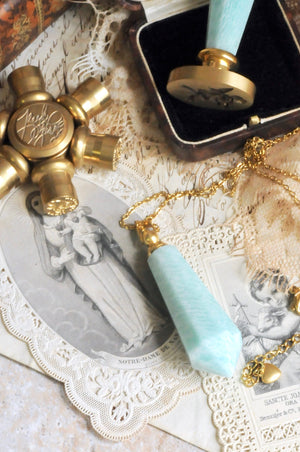 OOAK Amazonite Dual-Purpose Wax Seal Handle Pendant Necklace