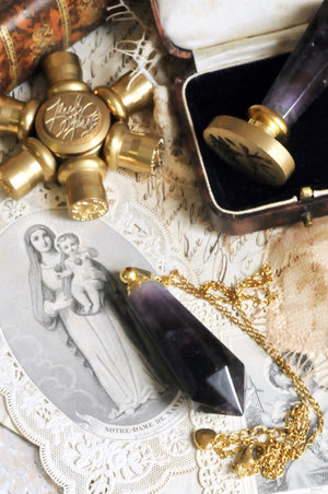 OOAK Amethyst Dual-Purpose Wax Seal Handle Pendant Necklace