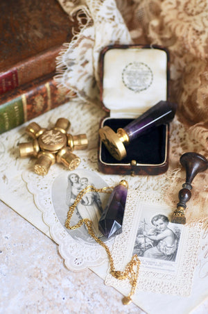 OOAK Amethyst Dual-Purpose Wax Seal Handle Pendant Necklace