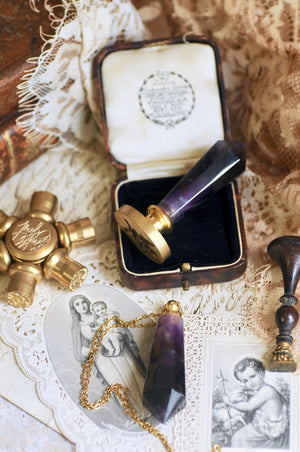 OOAK Amethyst Dual-Purpose Wax Seal Handle Pendant Necklace