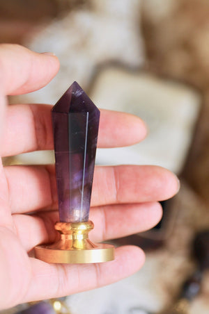 OOAK Amethyst Dual-Purpose Wax Seal Handle Pendant Necklace