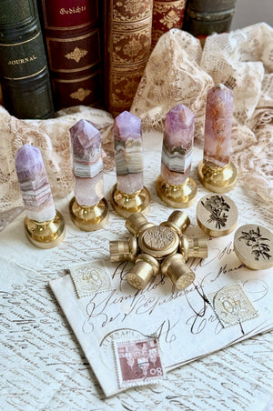OOAK Amethyst Agate Point Tower Wax Seal Handle