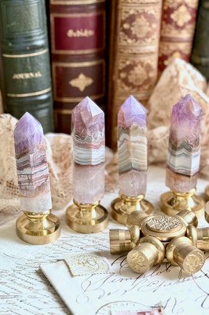 OOAK Amethyst Agate Point Tower Wax Seal Handle
