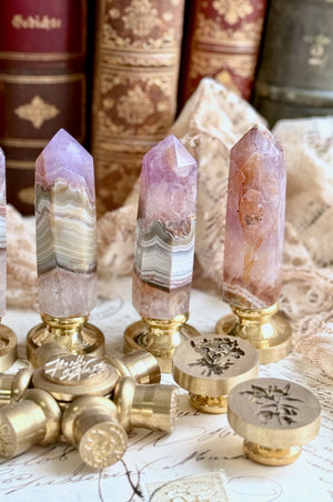 OOAK Amethyst Agate Point Tower Wax Seal Handle