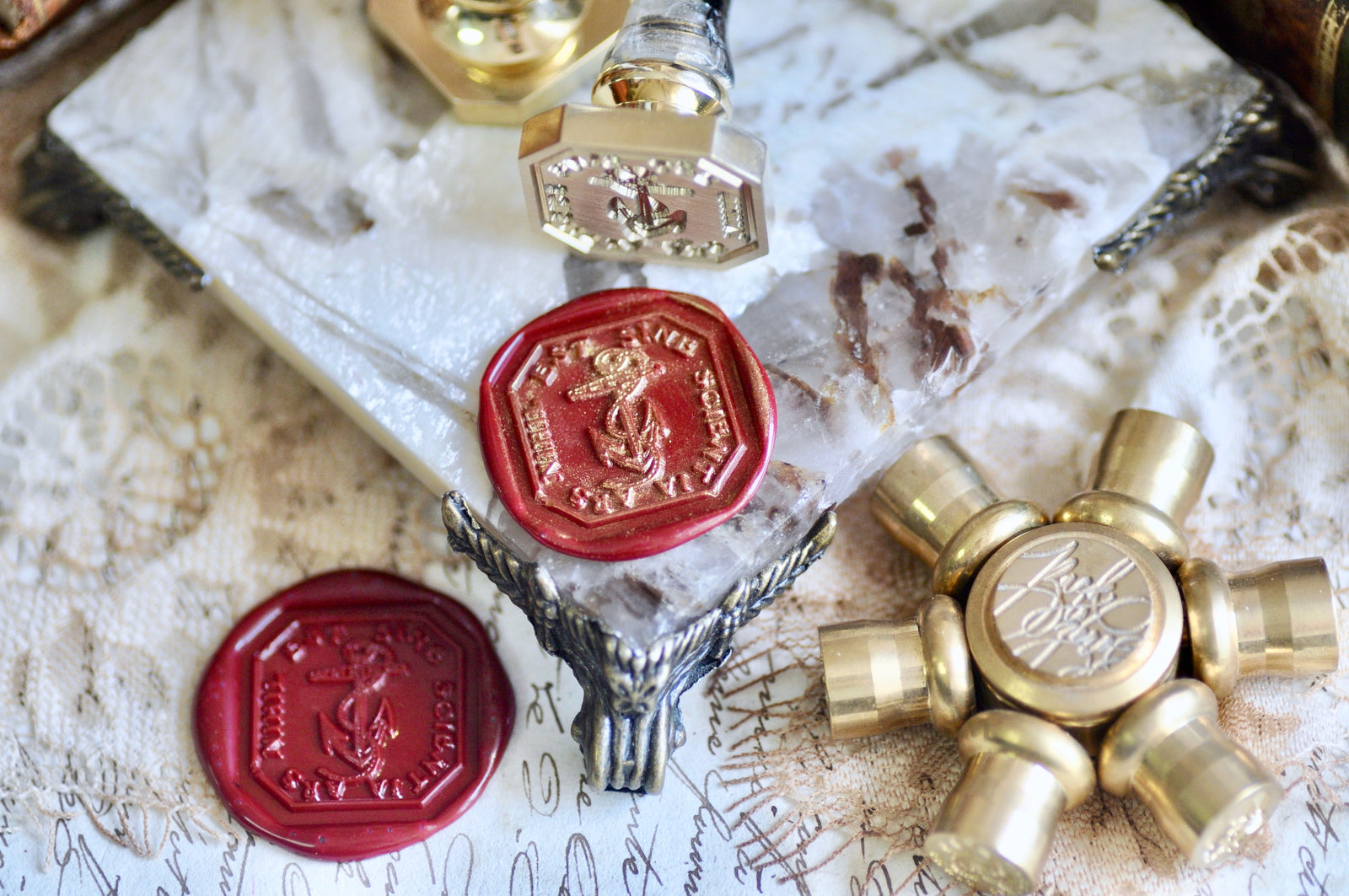 Anchor Latin Motto Wax Seal Stamp | Wisdom | O