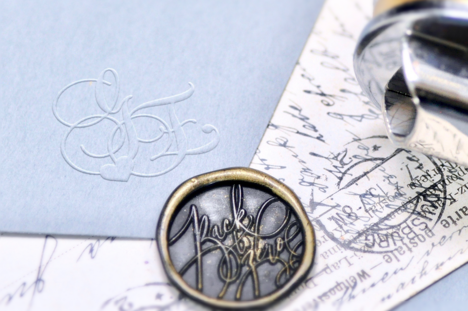 Double Script Initials Heart Embosser - Backtozero B20 - 2 initials, ampersand, Double Initials, Embosser, embosser2initials, Monogram, Wedding