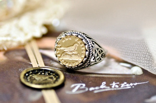 Bird & Book Latin Motto Lace Signet Ring - Backtozero B20 - 12l, 12mm, 12mm ring, 925 Silver, accessory, her, Intaglio, Intaglio ring, jewelry, knowledge, lace, signet, size 10, size 7, size 8, size 9, success, wax seal, wax seal ring, wax seal stamp, wisdom