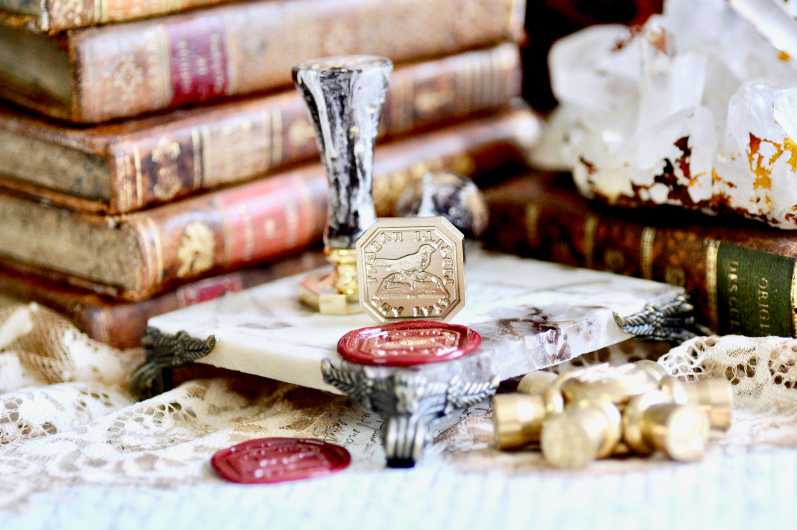 Bird & Book Latin Motto Wax Seal Stamp | Wisdom | O