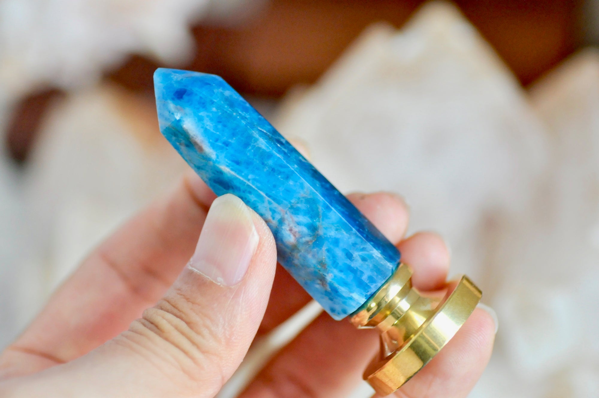 OOAK Blue Apatite Point Tower Wax Seal Handle