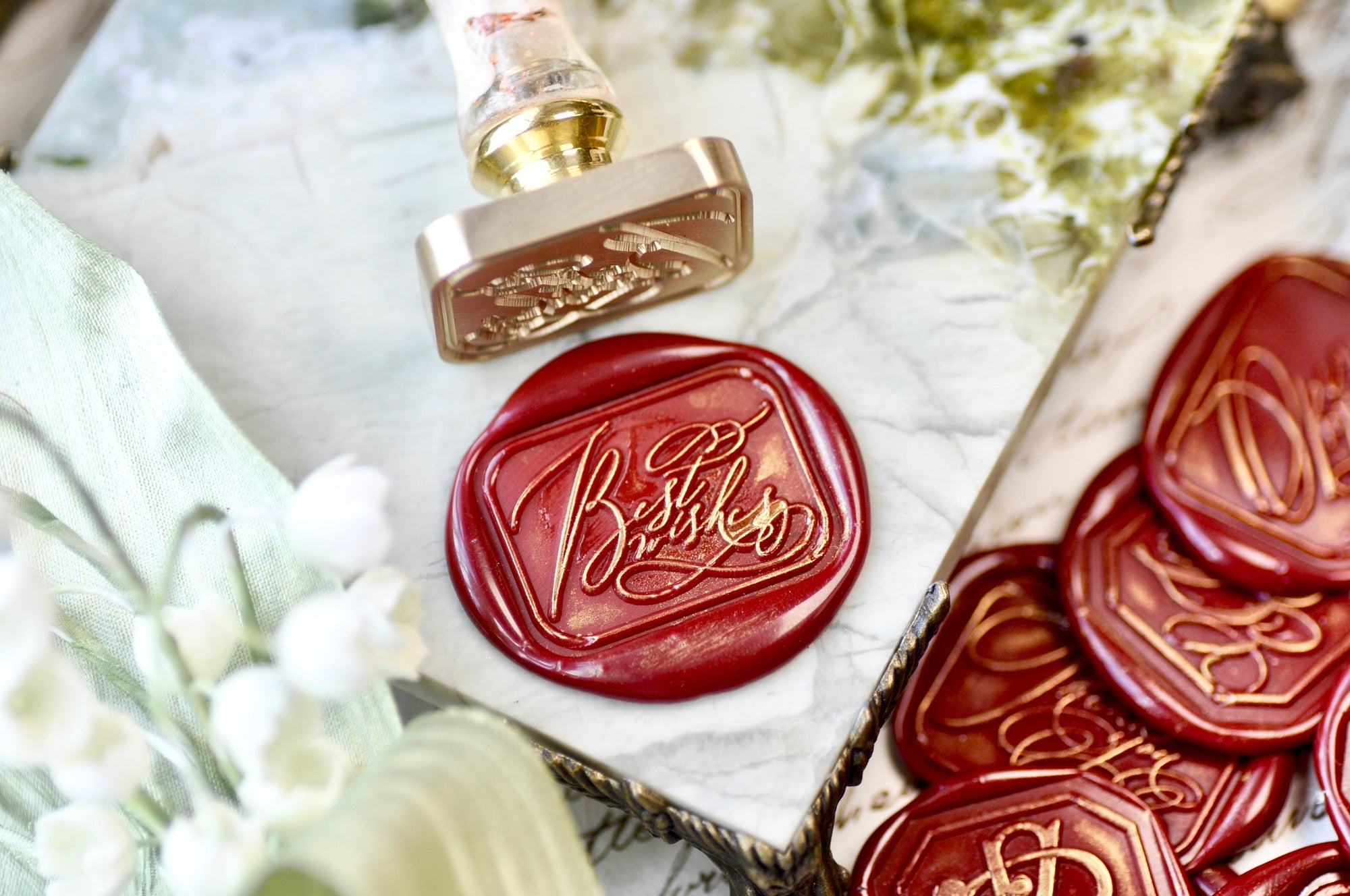 Calligraphy Message Wax Seal Stamp | Best Wishes