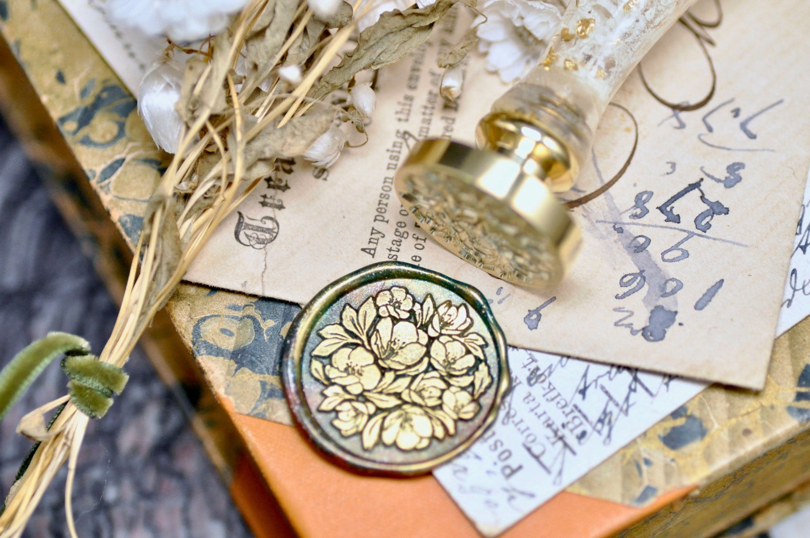 Camellia Bush Wax Seal Stamp - Backtozero B20 - Botanical, floral, Flower, flowerbird, flowers, Nature, newarrivals, Signature, signaturehandle