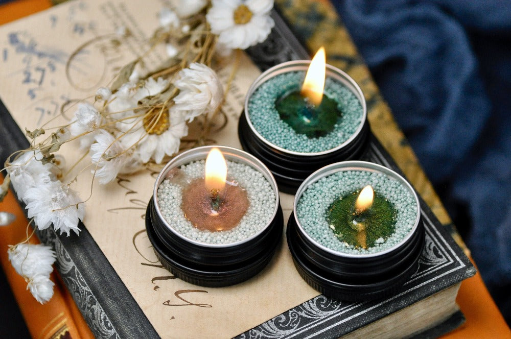 Shimmery Loose Beads Candle | Mini Green - Backtozero B20 - candle, granulated candle, Green, loose beads, newarrivals, pearled candle, shimmery