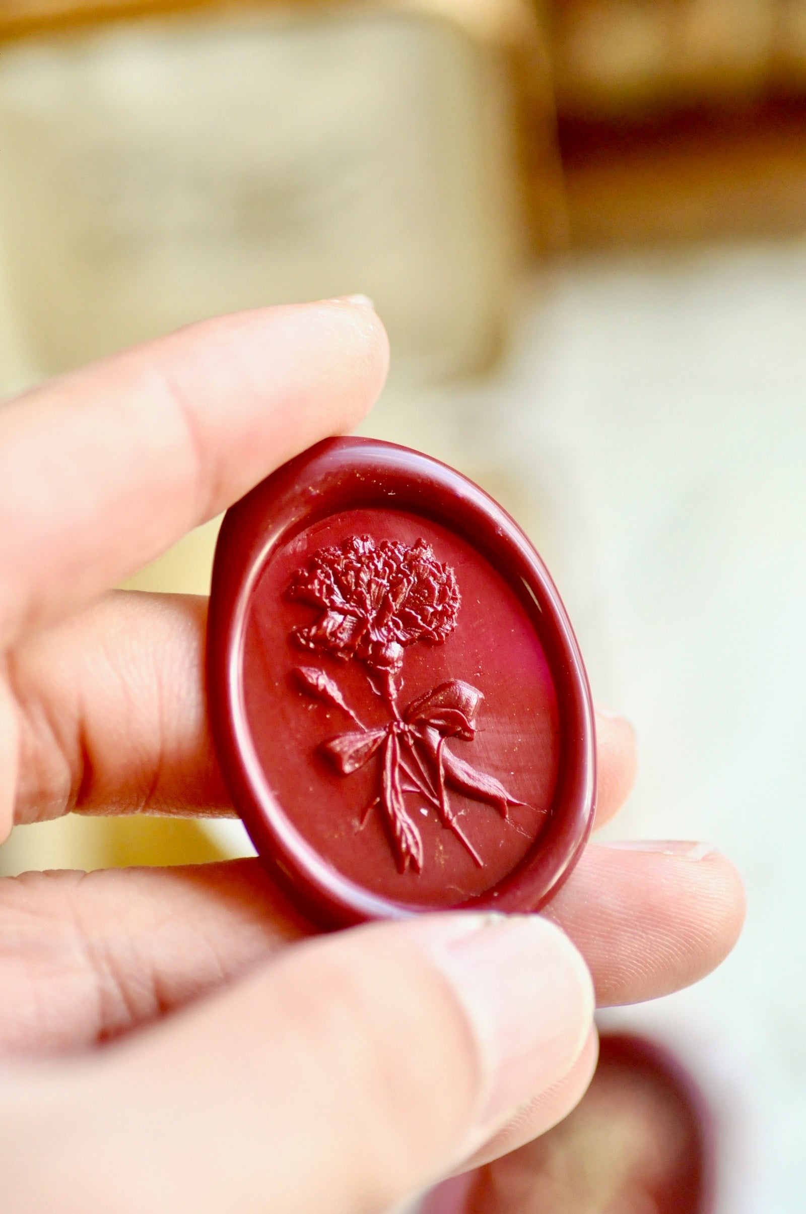 Floral Whispers: In Lieu of Speech Wax Seal Stamp | Carnation | Tender Fidelity (Pre-Order / Ship in March)