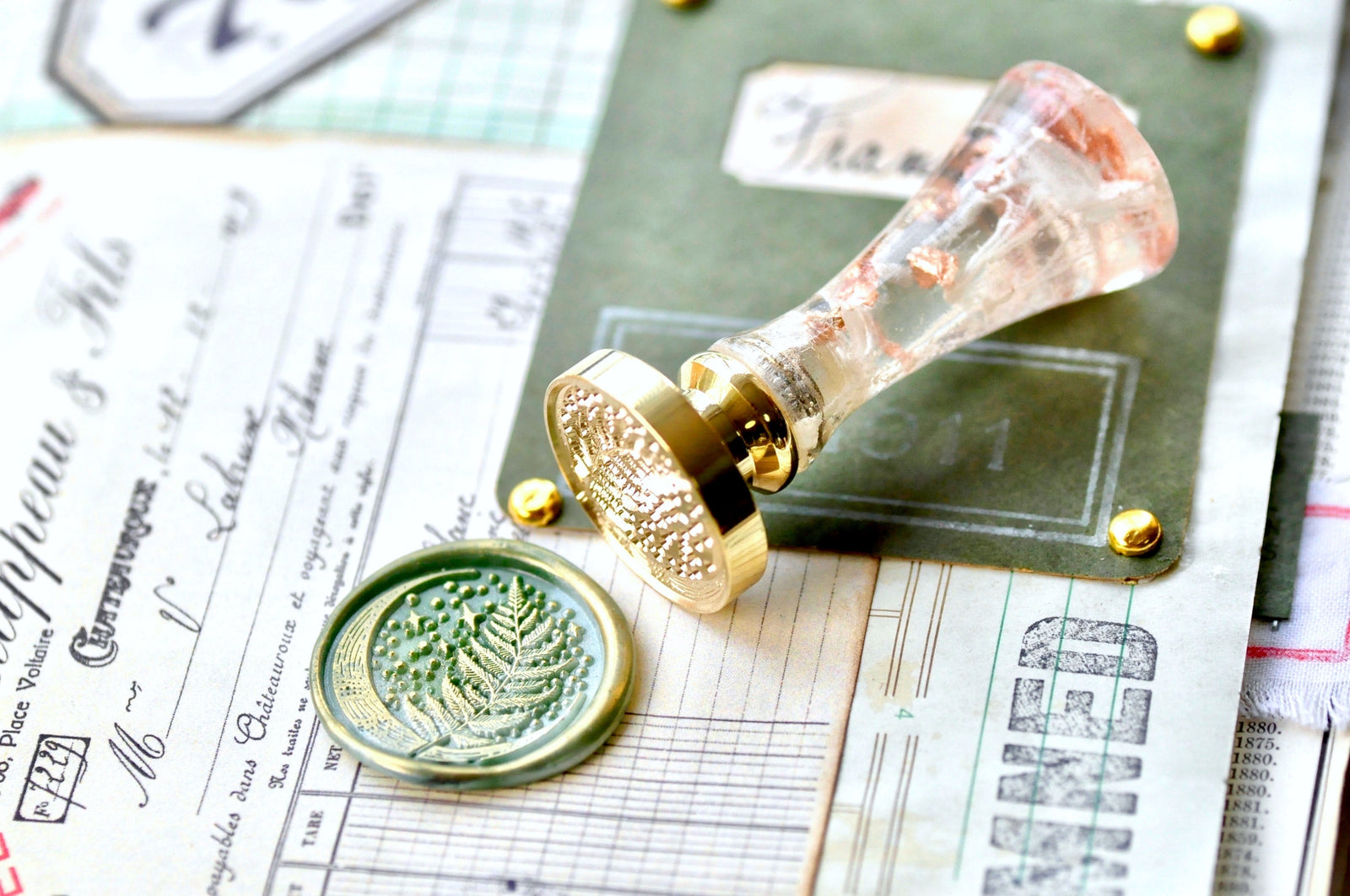 Celestial Fern & Moon Wax Seal Stamp - Backtozero B20 - botanic, Botanical, celestial, fern, moon, Nature, newarrivals, Signature, signaturehandle, star, Stars