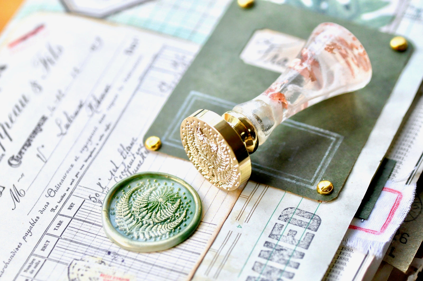 Celestial Fern & Starlight Wax Seal Stamp - Backtozero B20 - botanic, Botanical, celestial, fern, Nature, newarrivals, Signature, signaturehandle, star, Starlight, Stars