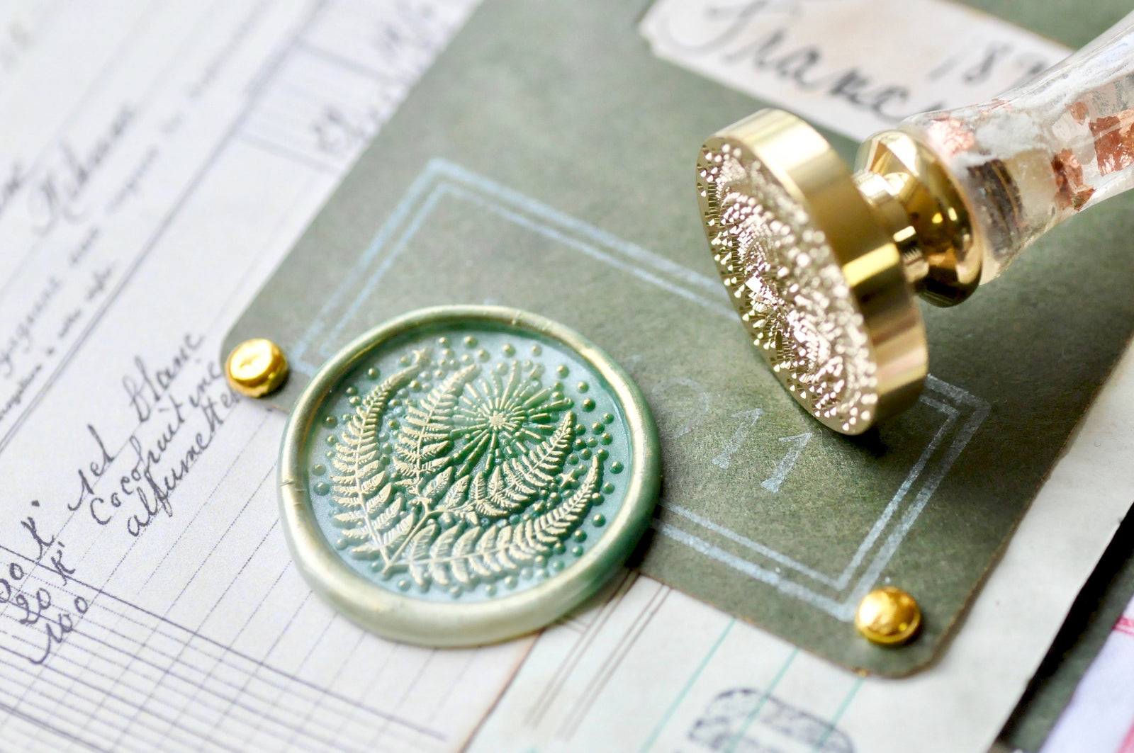 Celestial Fern & Starlight Wax Seal Stamp - Backtozero B20 - botanic, Botanical, celestial, fern, Nature, newarrivals, Signature, signaturehandle, star, Starlight, Stars